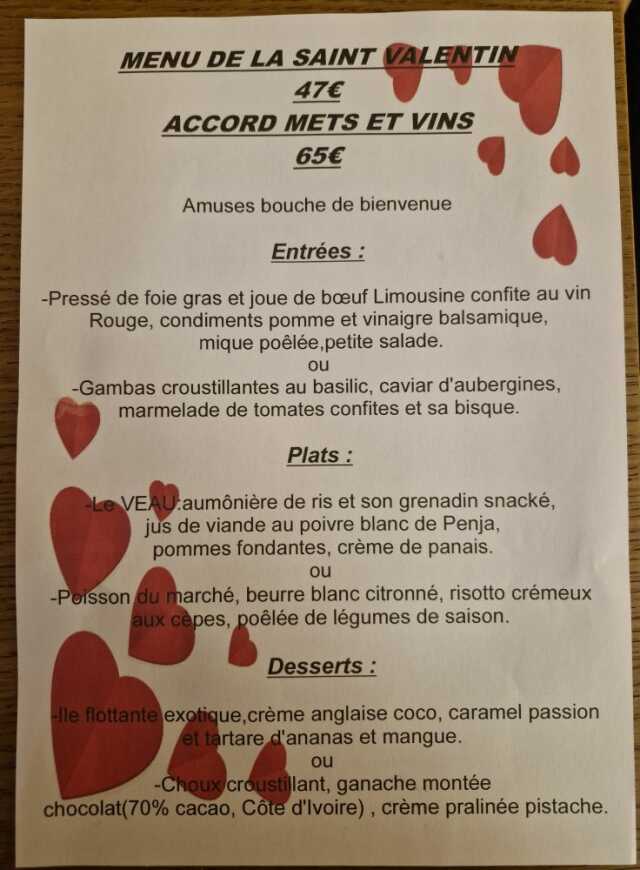 Restaurant Le Saint Clèment : Repas Saint Valentin