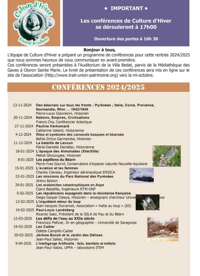 Conférence - Les missions du Parc National des Pyrénées - Culture d'Hiver