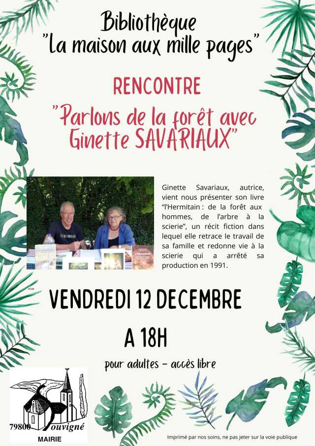 Rencontre d'auteur - Ginette SAVARIAUX