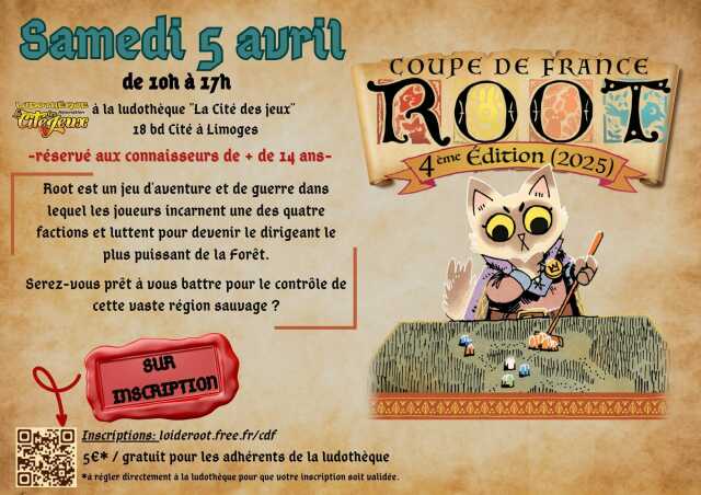 Tournoi nationale du jeu ROOT - La Cité des jeux - Limoges