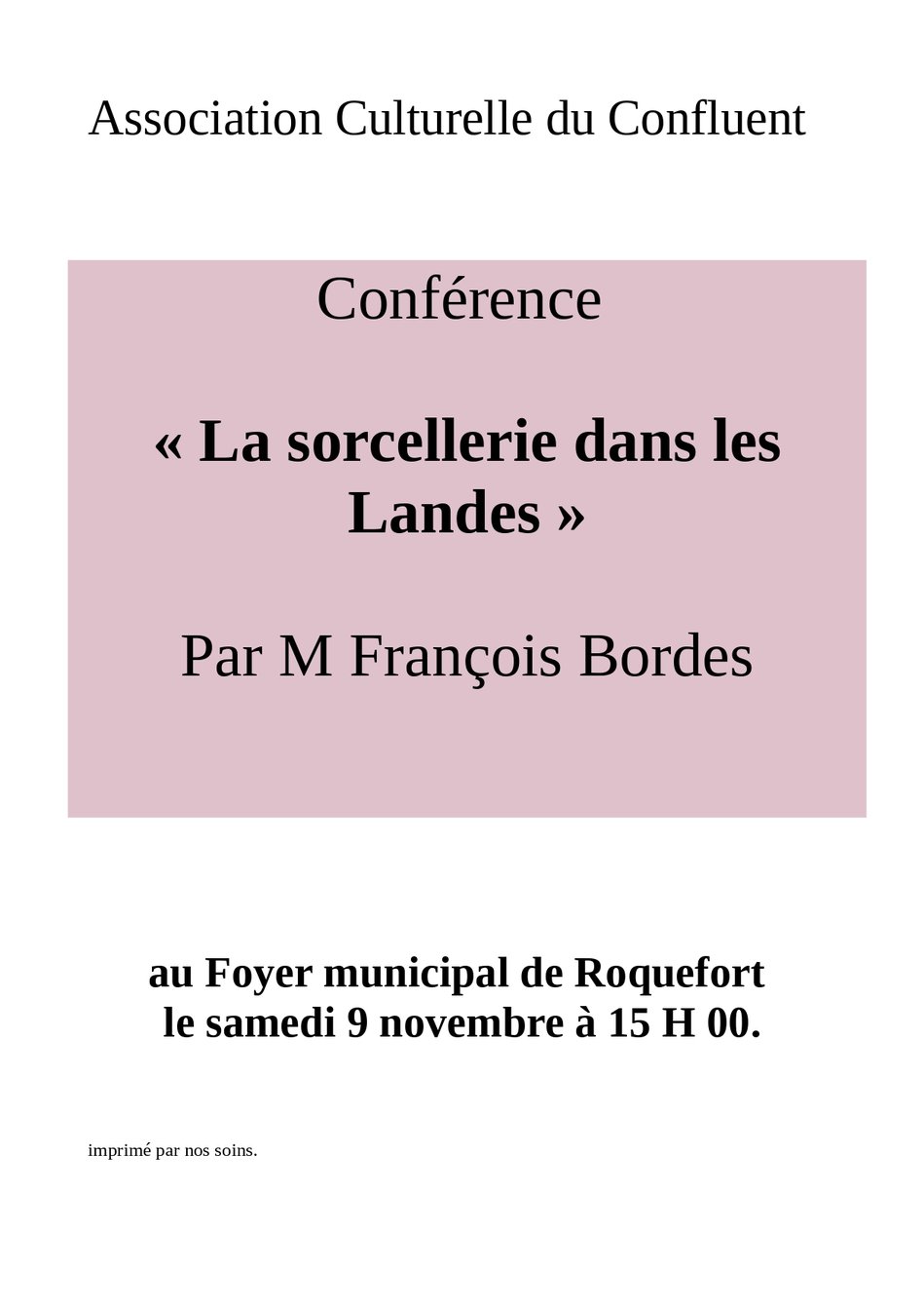 Conférence : La sorcellerie dans les Landes