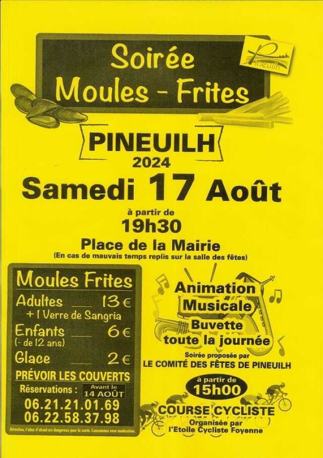 Soirée moules frites par le Comité des fêtes de Pineuilh