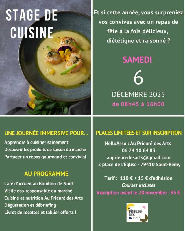 Stage de cuisine au Prieuré des Arts à Saint-Remy