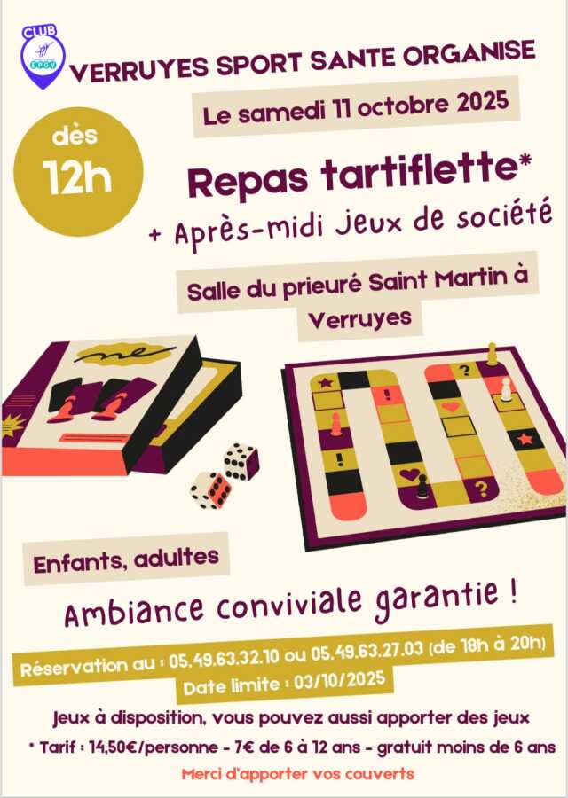 Repas tartiflette et après-midi jeux