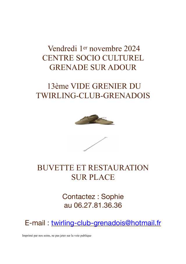 Vide grenier Twirling Club Grenadois