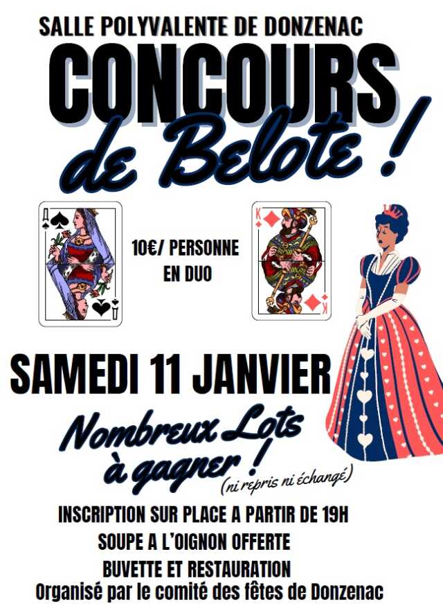 Concours de belotte organisé par le comité de fêtes de Donzenac