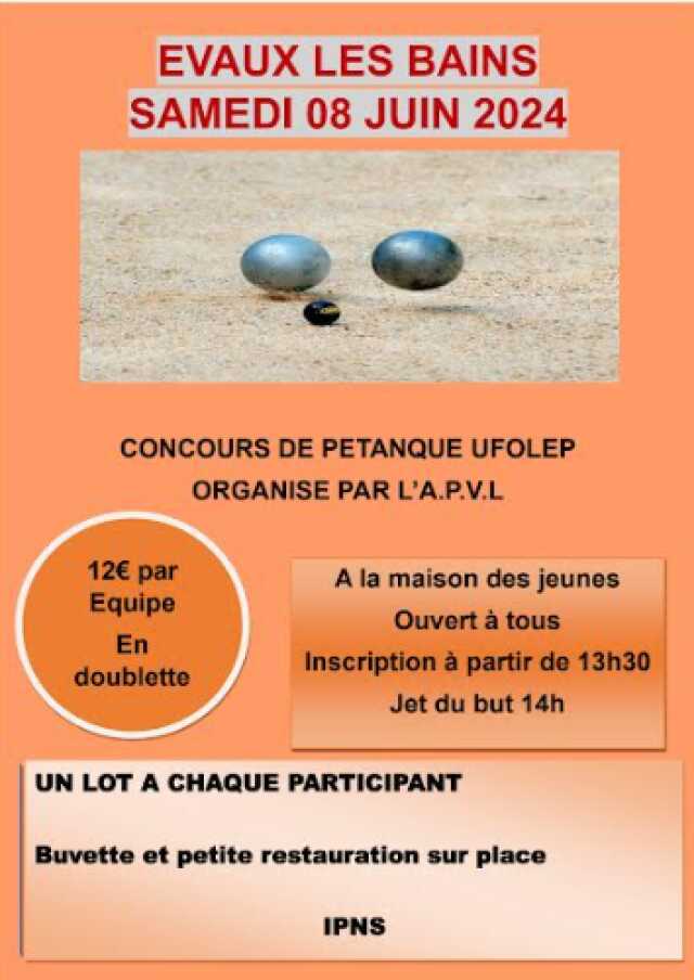 Concours de pétanque UFOLEP à Evaux-les-Bains