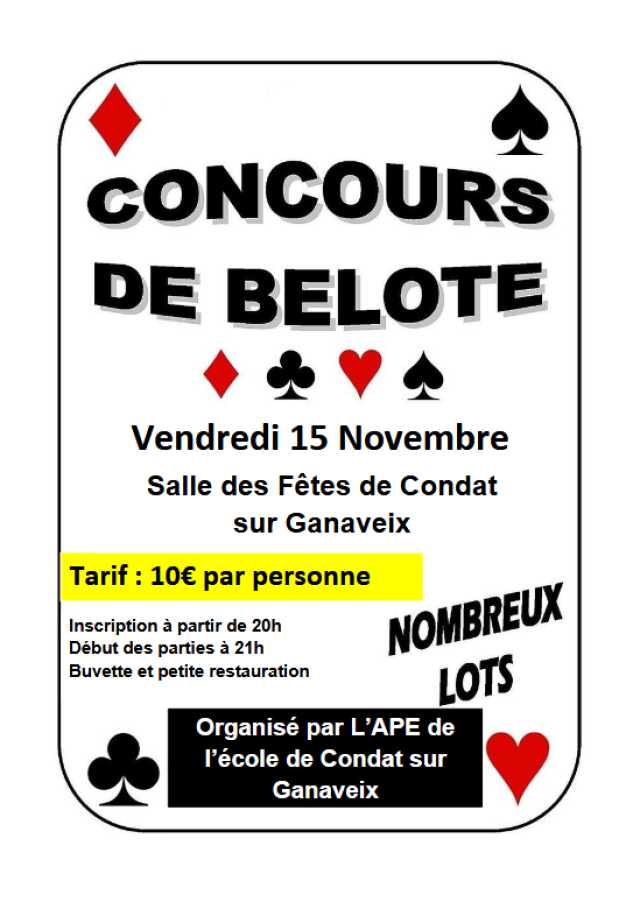 Concours de Belote - APE de Condat