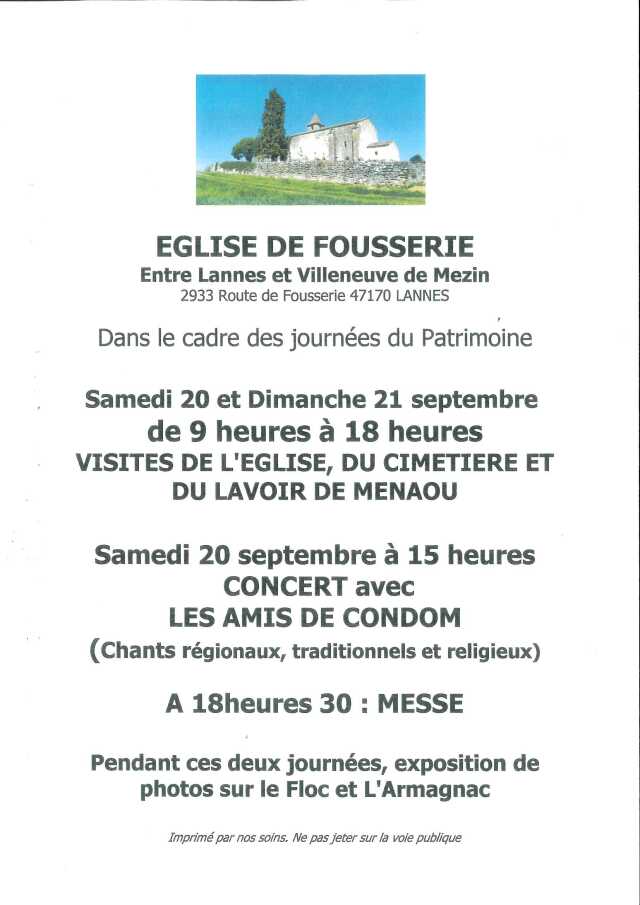 Visite, concert et messe à l'église de Fousserie.