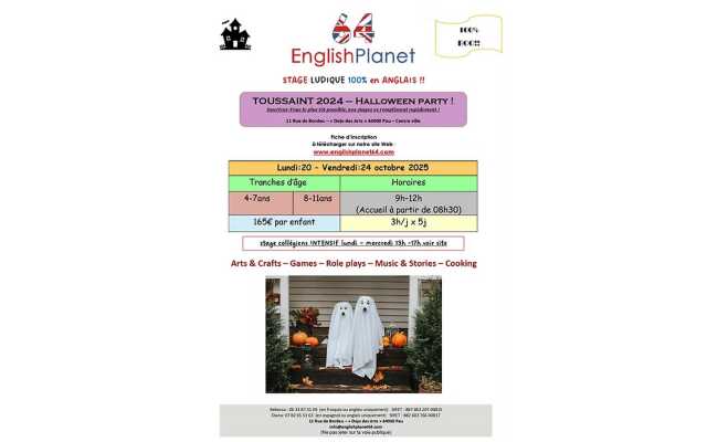 Stage anglais vacances Toussaint 