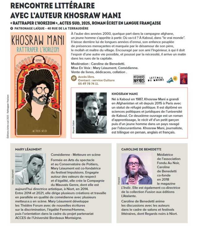 Rencontre littéraire avec l'auteur Khosraw Mani à Niort