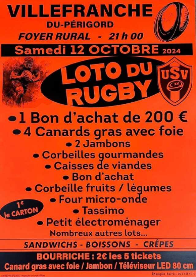 Loto du rugby de Villefranche du Périgord