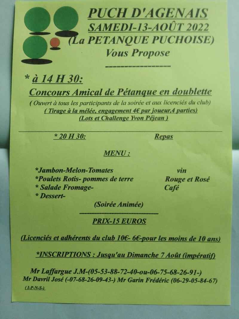 Concours De Pétanque Ouvert à Tous En Lot et garonne