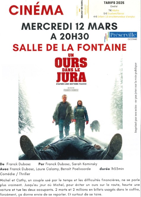 CINEMA :UN OURS DANS LE JURA