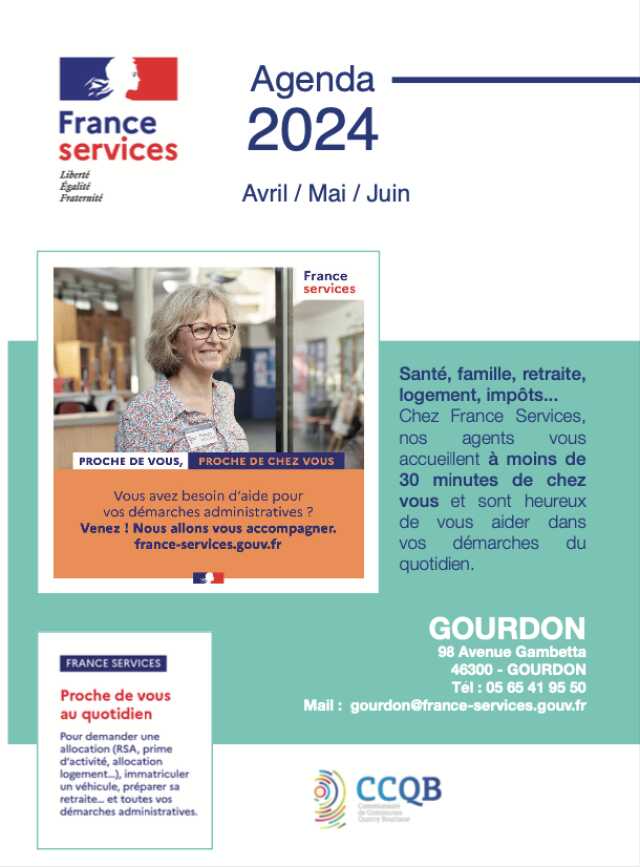 France Services  Gourdon : Agenda Avril/Mai/Juin 2024