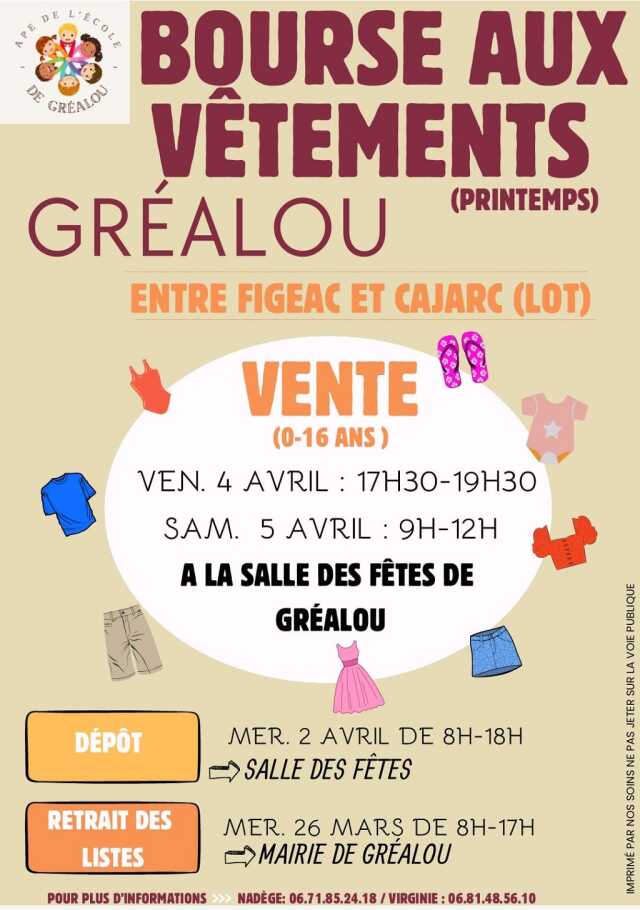 Bourse aux vêtements APE Gréalou