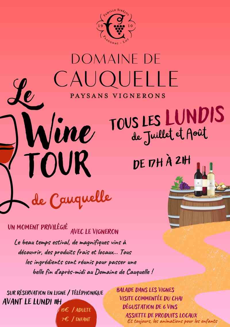 Soirée Wine Tour, au Domaine de Cauquelle