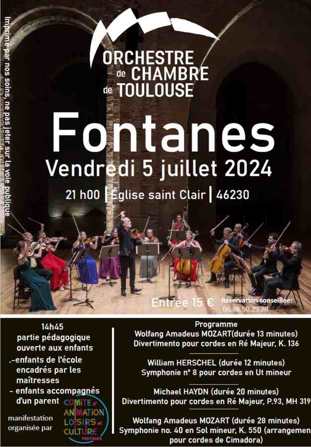 Concert de l'Orchestre de Chambre de Toulouse à Fontanes