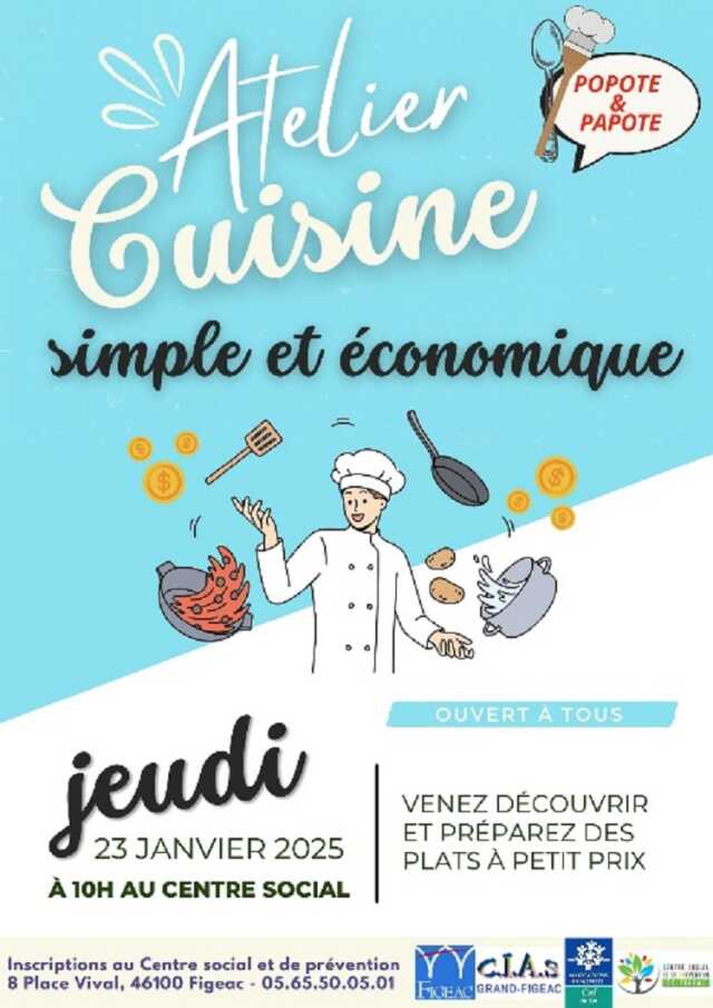 Atelier au centre social à Figeac : cuisine simple et économique