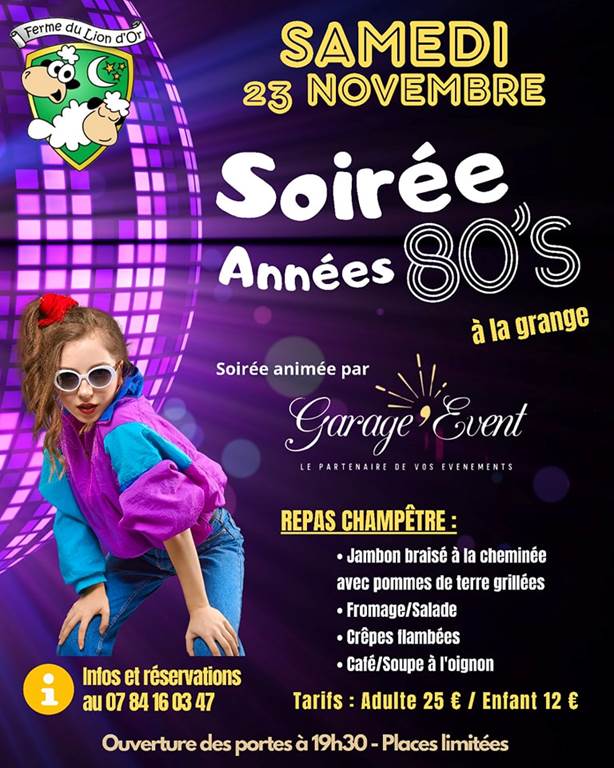 Soirée années 80 à la grange