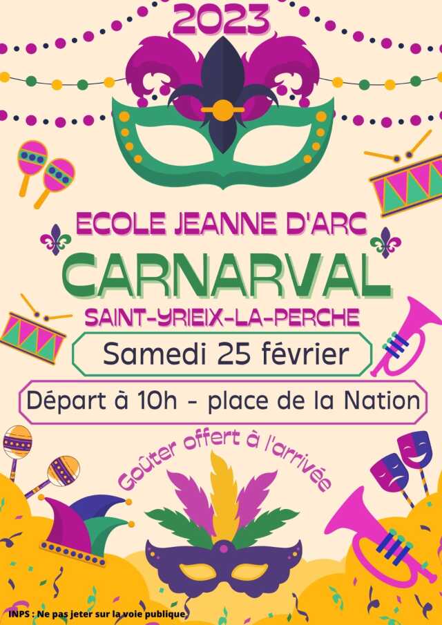 HauteVienne Pour enfants Défilé de Carnaval Ecole Jeanne d'Arc