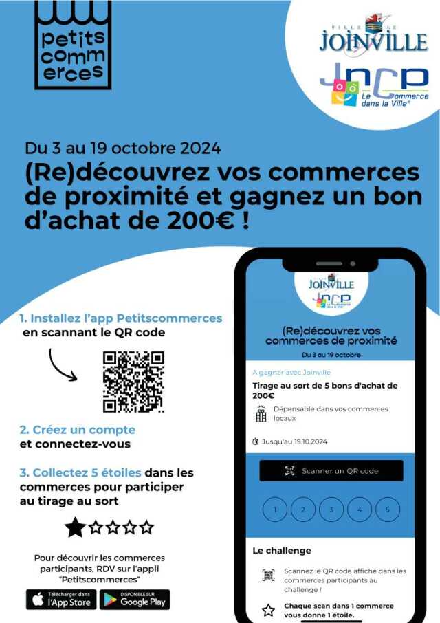 (RE) DÉCOUVREZ VOS COMMERCES DE PROXIMITÉ À JOINVILLE ET GAGNEZ UN BON D'ACHAT DE 200€