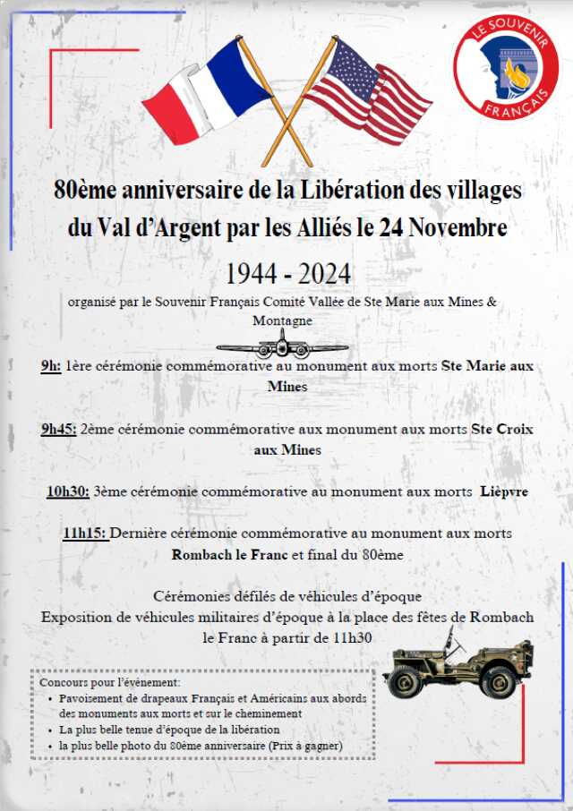 80ème Anniversaire de la Libération des Villages du Val d'Argent par les Alliés