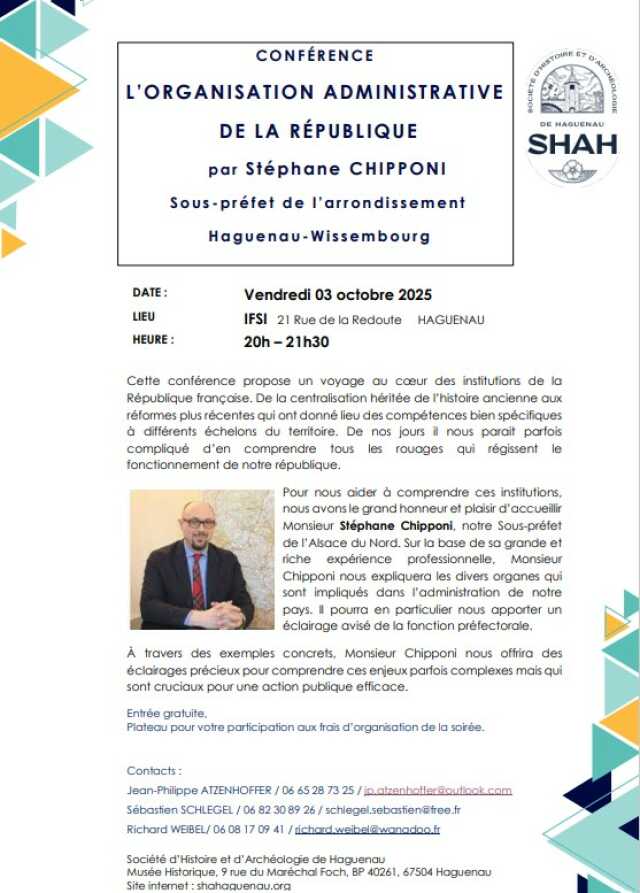 Conférence : l'organisation administrative de la République