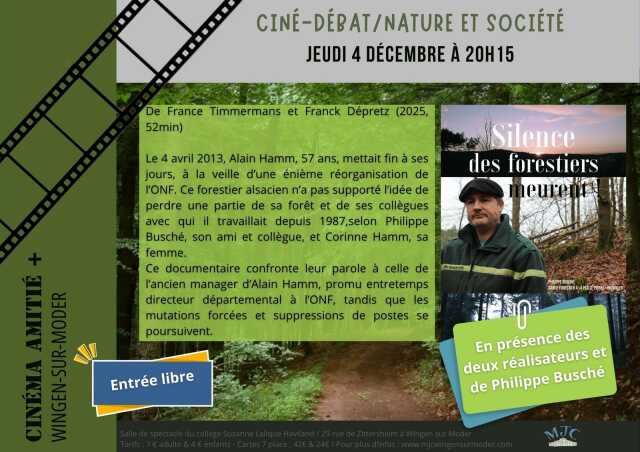 Ciné-débat nature et société : « Silence, des forestiers meurent »
