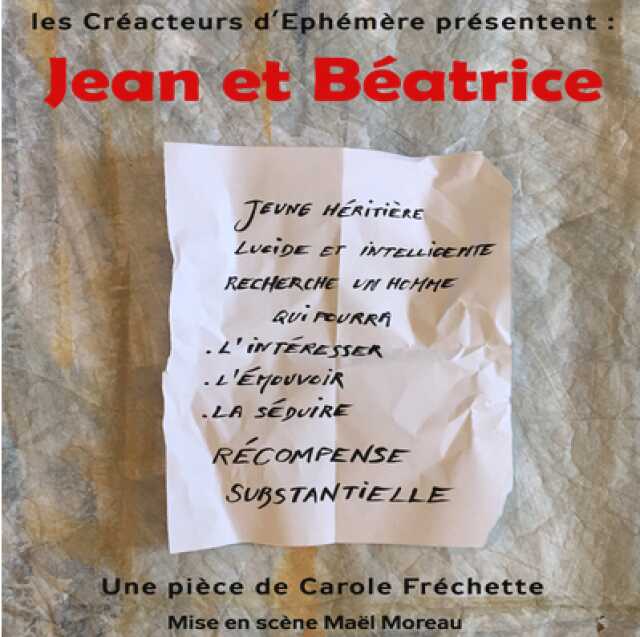Théâtre : Jean et Béatrice, les Créacteurs d'éphémère