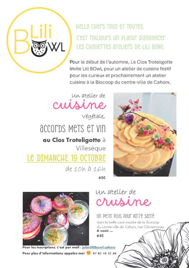 Atelier cuisine au Clos Troteligotte