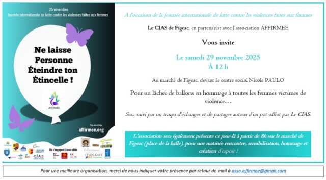 Lâcher de ballons en hommage aux femmes victimes de violence à Figeac