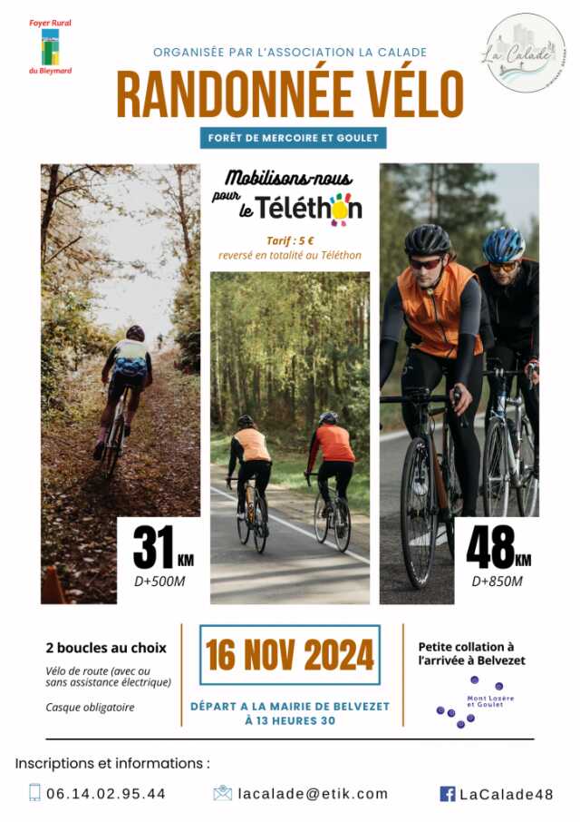 RANDONNÉE VÉLO AU PROFIT DU TÉLÉTHON