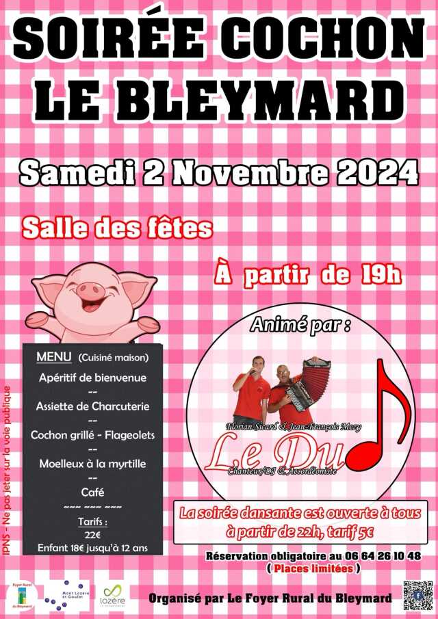 SOIRÉE COCHON LE BLEYMARD