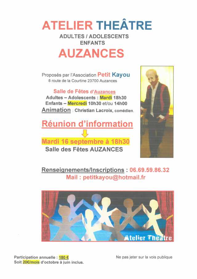 Petit K@you Atelier Théâtre Auzances : Réunion d'information