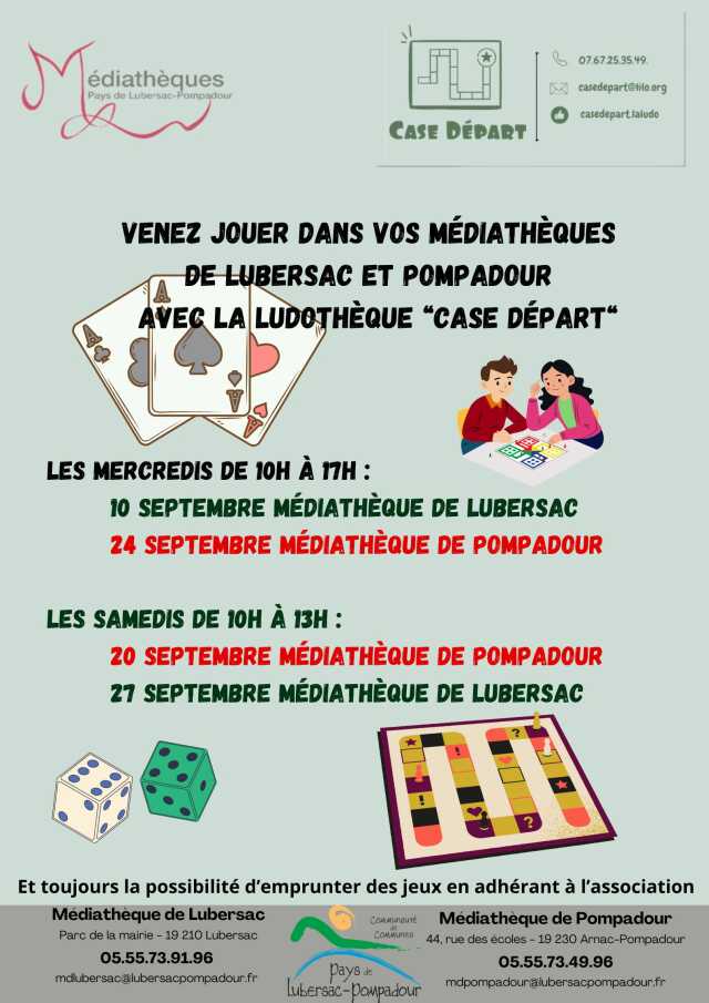 Atelier jeux de société à la médiathèque de Lubersac