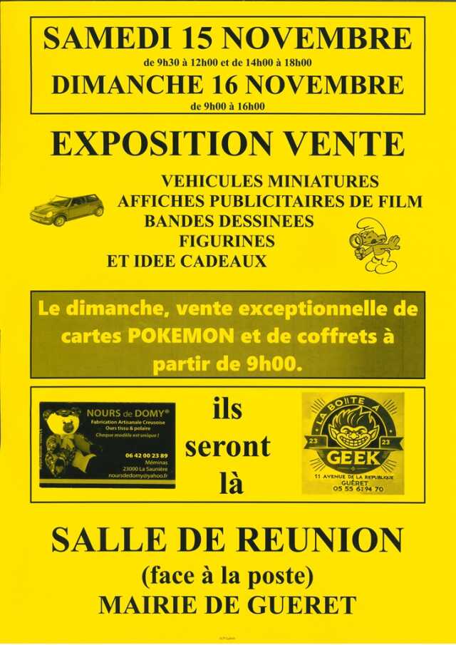 Exposition/vente de véhicules miniatures B.D., figurines..