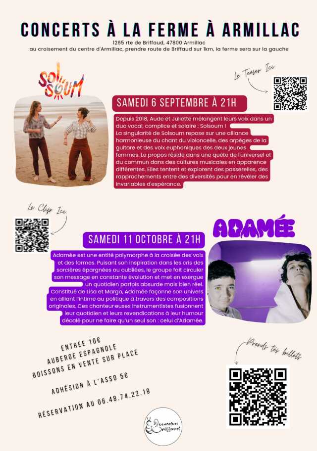 Concerts à la ferme à Armillac