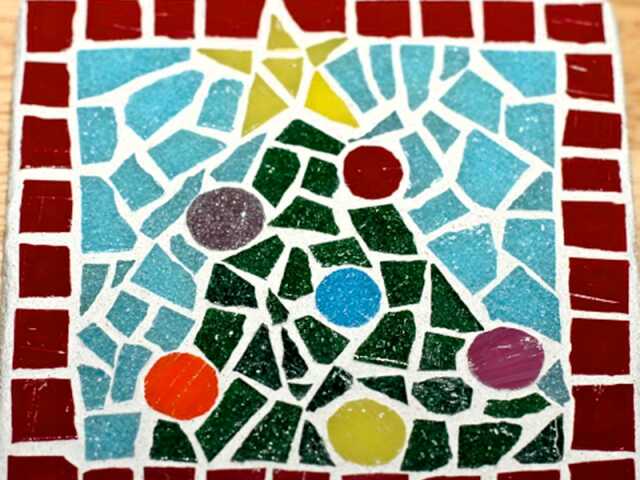 Mosaïque de Noël avec Marie-Christine à la Recyclerie
