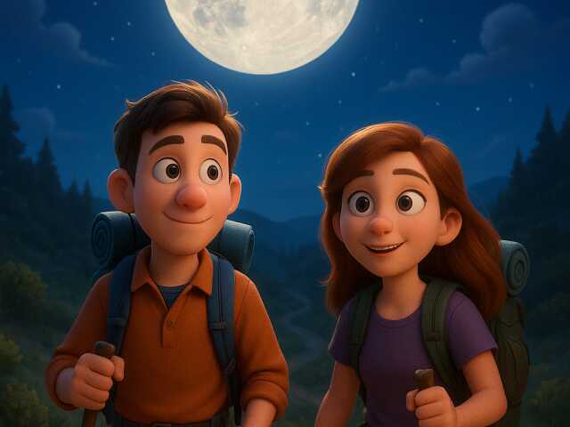 Marche sous la pleine lune