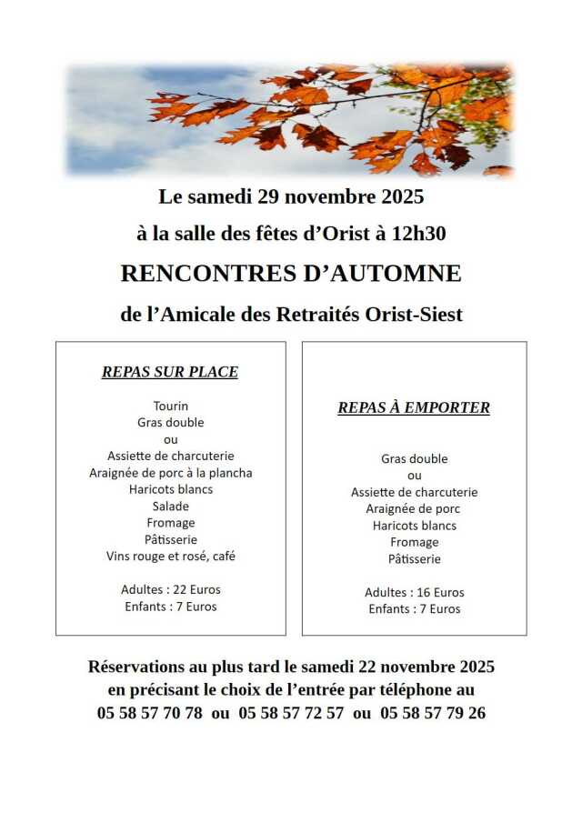 Repas rencontres d'automne