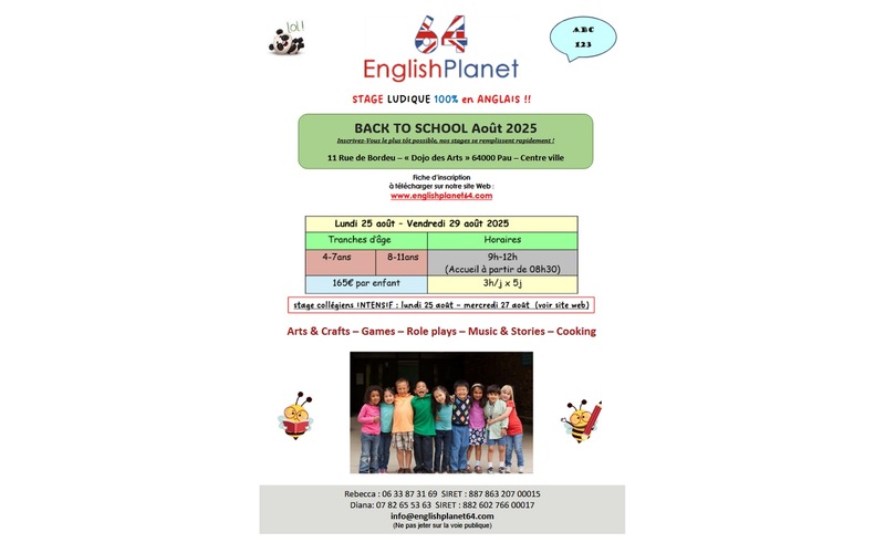 Stage anglais vacances Eté 
