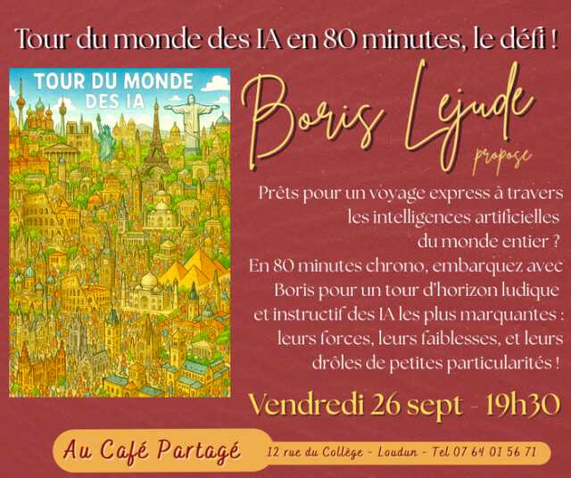 Tour du monde des IA en 80 min, le défi ! par Boris Lejude