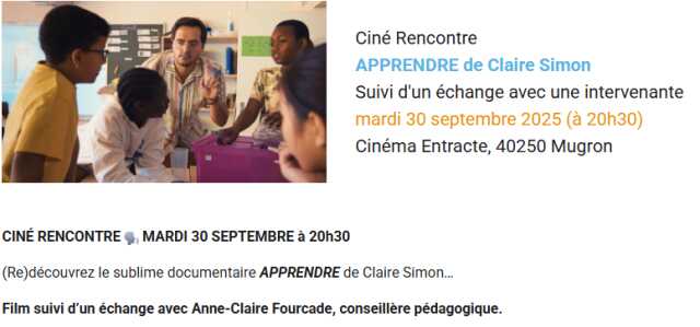 Ciné Rencontre – « Aprendre »