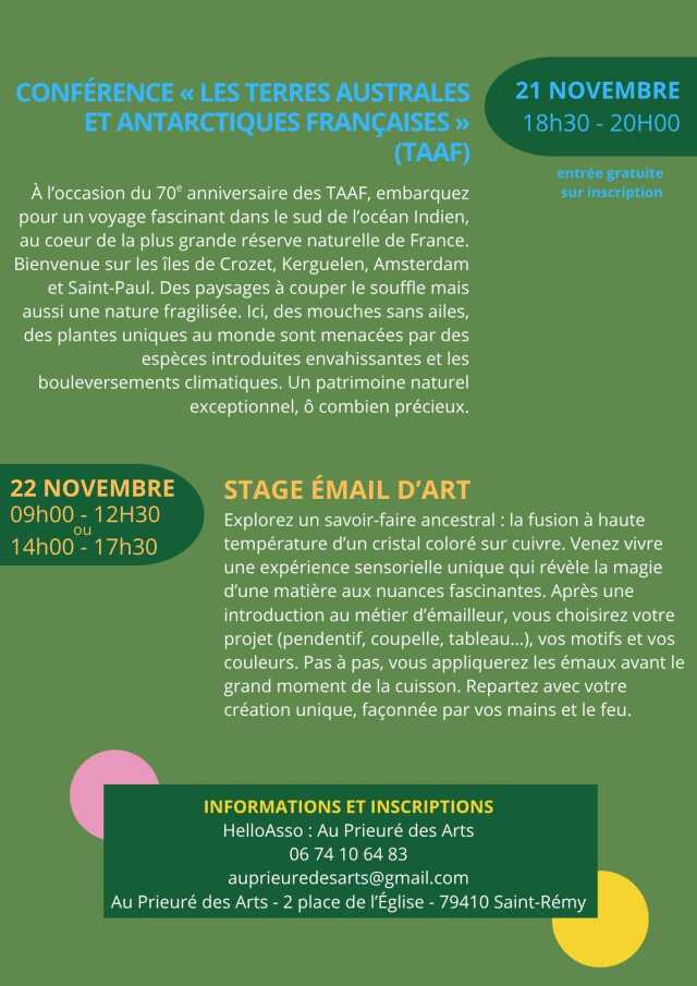 Animations et activités au Prieuré des Arts à Saint-Remy