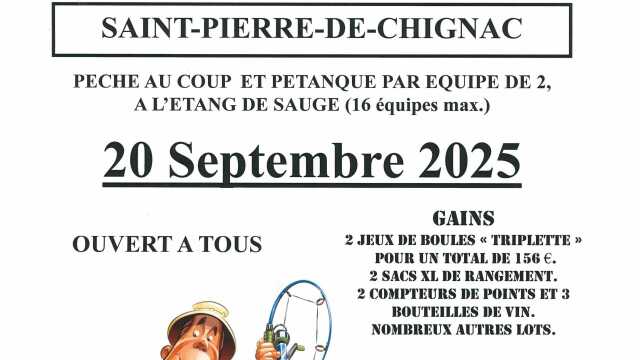 Biathlon - Pêche au coup et pétanque par équipe de deux, à l'étang de sauge (16 équipes max)