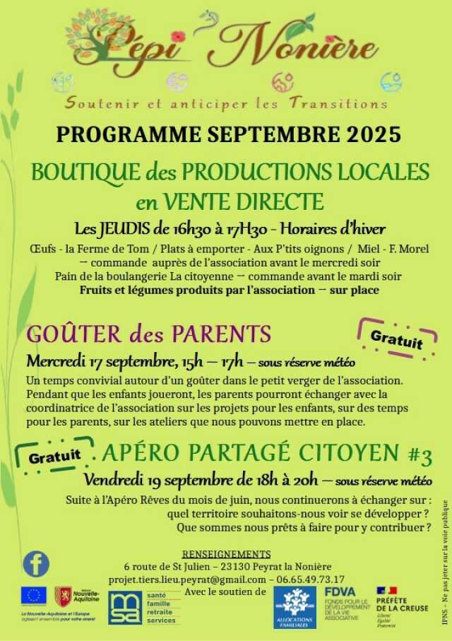 Pépi'Nonière : GOUTER DES PARENTS