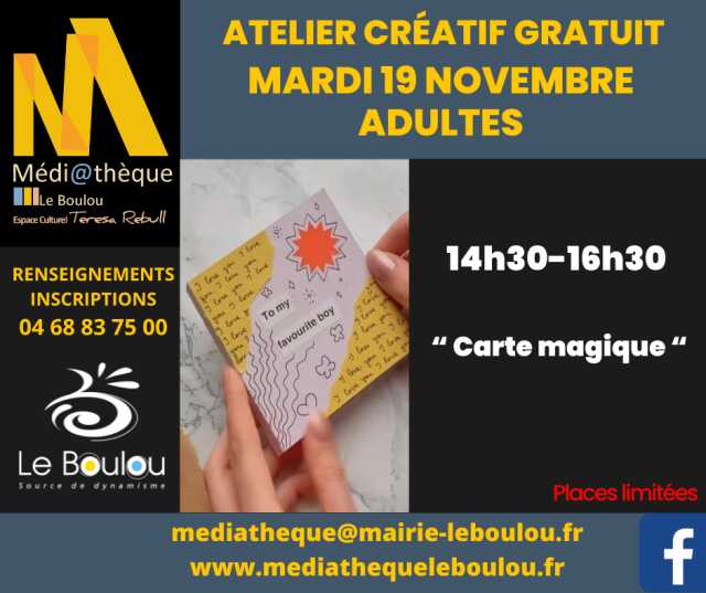 ATELIER CRÉATIF ADULTE « CARTE LIVRE MAGIQUE »