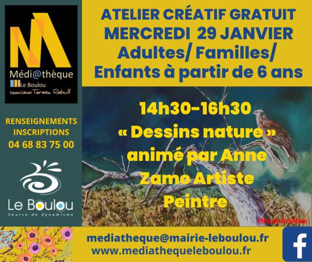 ATELIER CRÉATIF 2 TEMPS « DESSINS NATURE »