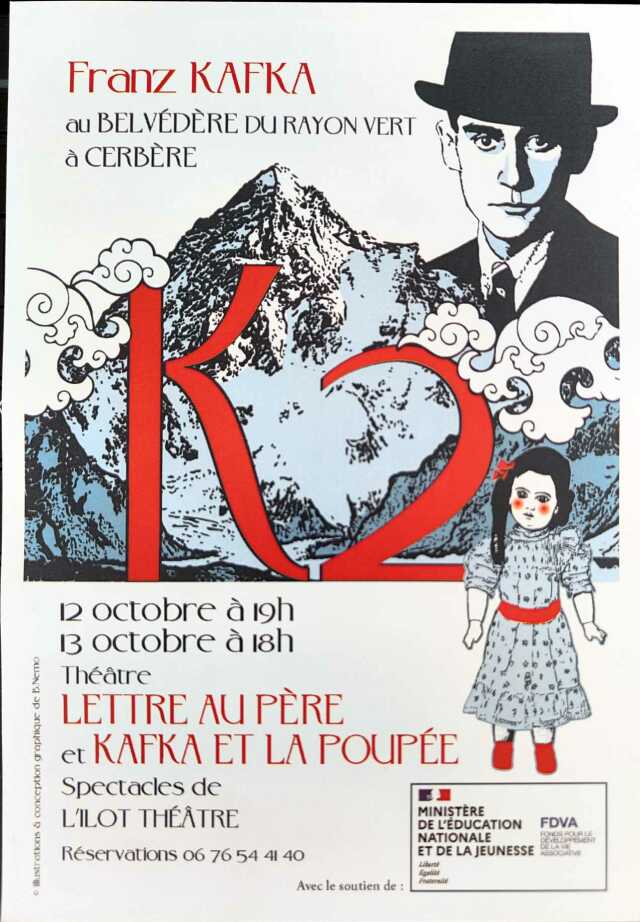 THÉÂTRE K2 KAFKA : FRANK KAFKA AU BELVÉDÈRE DU RAYON VERT À CERBÈRE 12 ET 13 OCTOBRE 2024